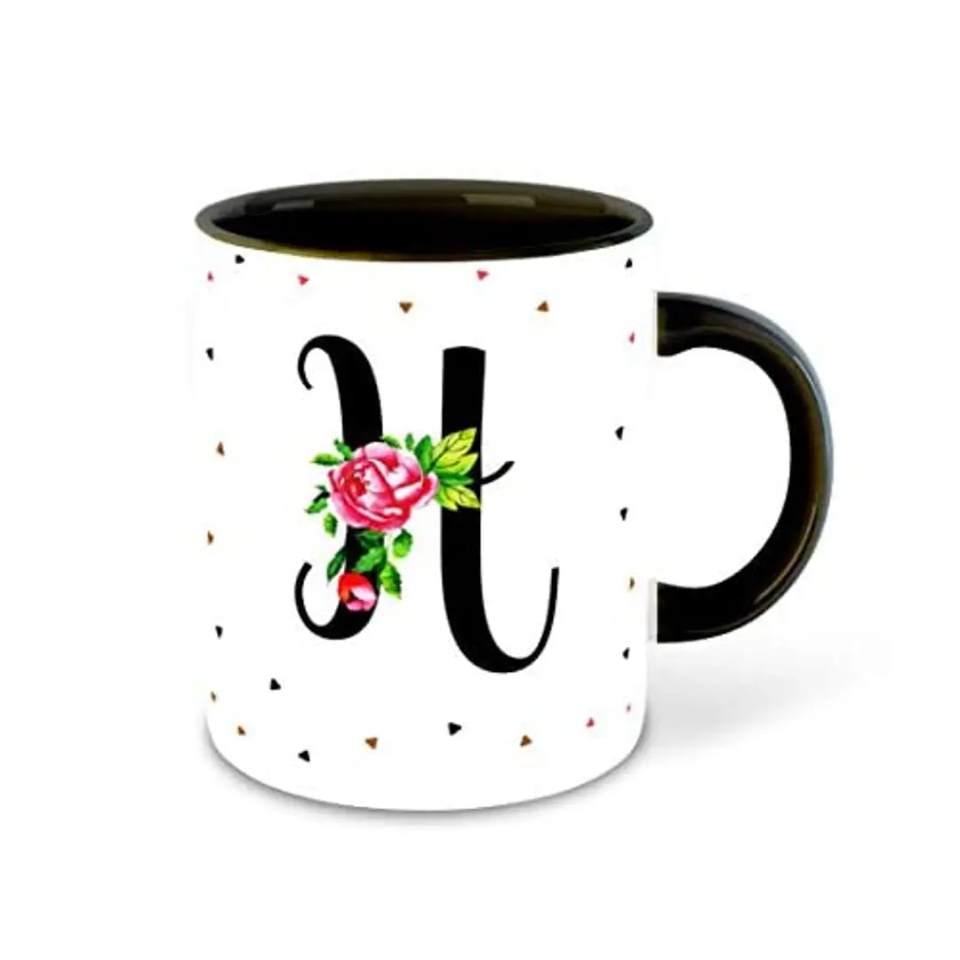 Whats Your Kick? (CSK) - Letter H Name Initial Alphabet Inspiration Printed Black Inner Ceramic Coffee Mug and Tea Mug - Birthday | Anniversary (Multi 8)