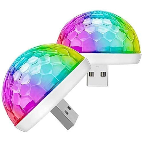 IMAGINATIVE USB Mini DJ Party Light Disco Bulb LED Small Magic Ball LED Home DJ Stage Colourful Strobe RGB Lamp for Decorations Home, Car etc (Set of 1, Assorted Colour)