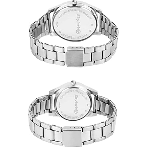 Hubby & Wifey Couple Watch 005 Dial Stainless Steel Chrome Plated Analog Watch - for Couple