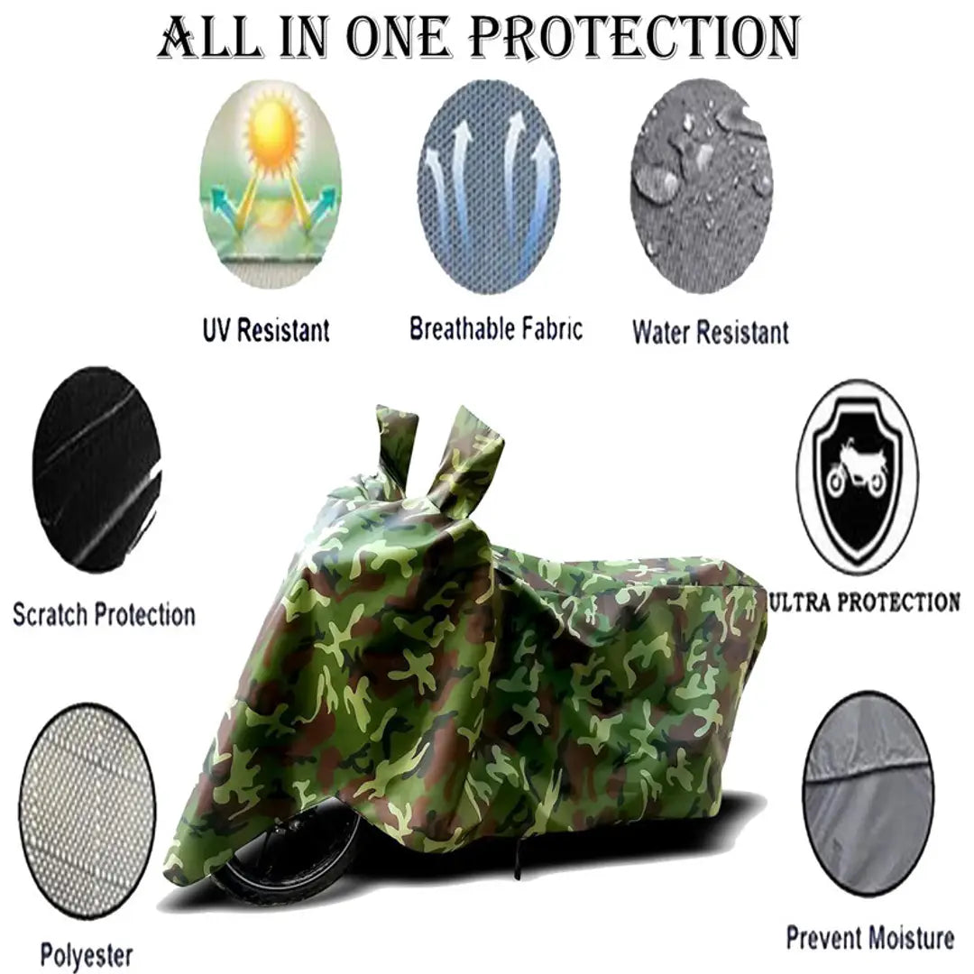 GLAMND-100% Dustproof Bike Scooty Two Wheeler Body Cover Compatible For Benling Icon LA Water Resistance  Waterproof UV Protection Indor Outdor Parking With All Varients[Militry GMJ]