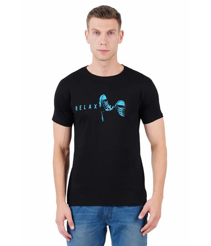 BET Men Premium Cotton Round Neck Printed T-Shirt Black