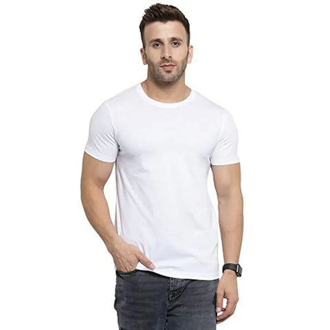 FLEXICA Polyester Sport Round Neck T-Shirt White