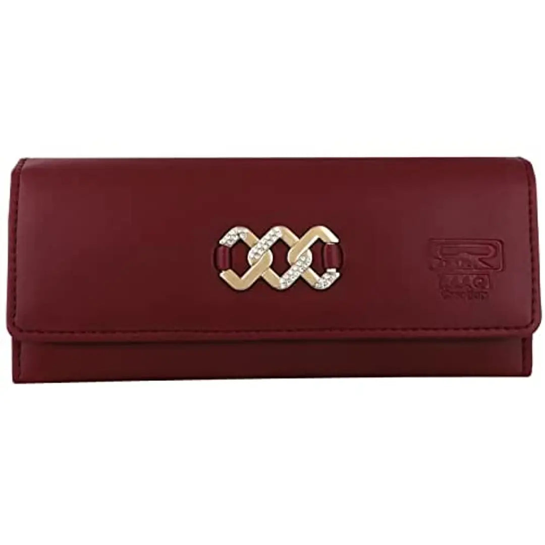 MR. RAAQ CREATION Women's and Girls Synthetic Leather Elegant Maroon Hand Purses Clutches 4 Separate Multiple Cards Slots