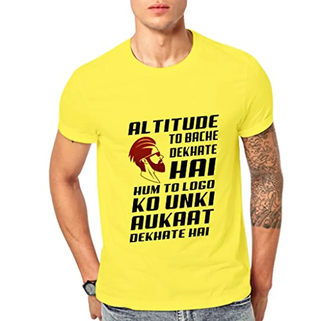 Ghantababajika Bachhe Altitude Yellow Round Neck Half Sleeve T-shirt