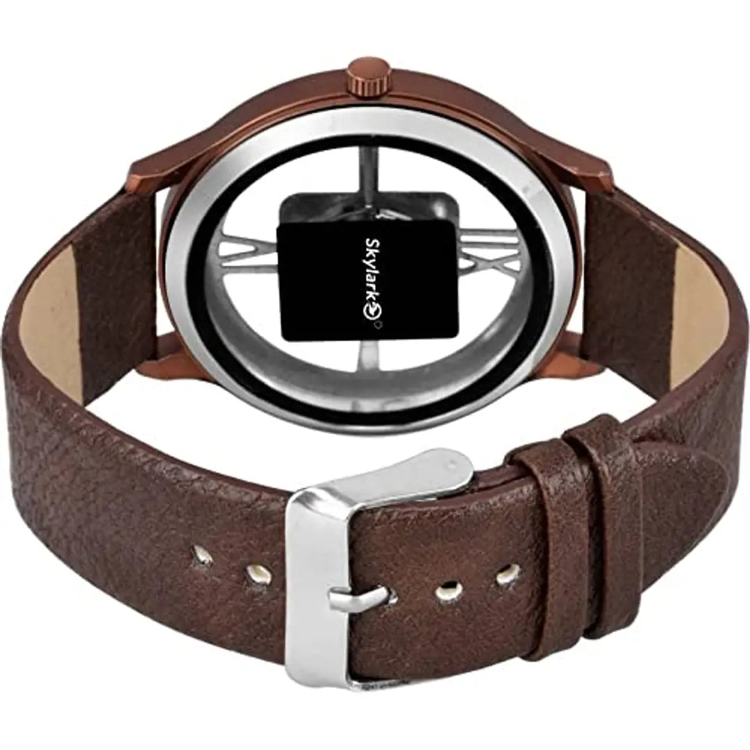 Youth Club Unique and Latest Designed Transparent dial with Brown Colour Leather Strap Analogue Watch for Men and Boys Analog Watch - for Men