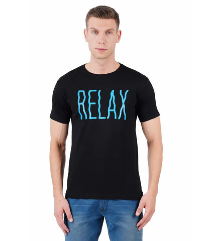 BET Men Premium Cotton Round Neck Printed T-Shirt Black