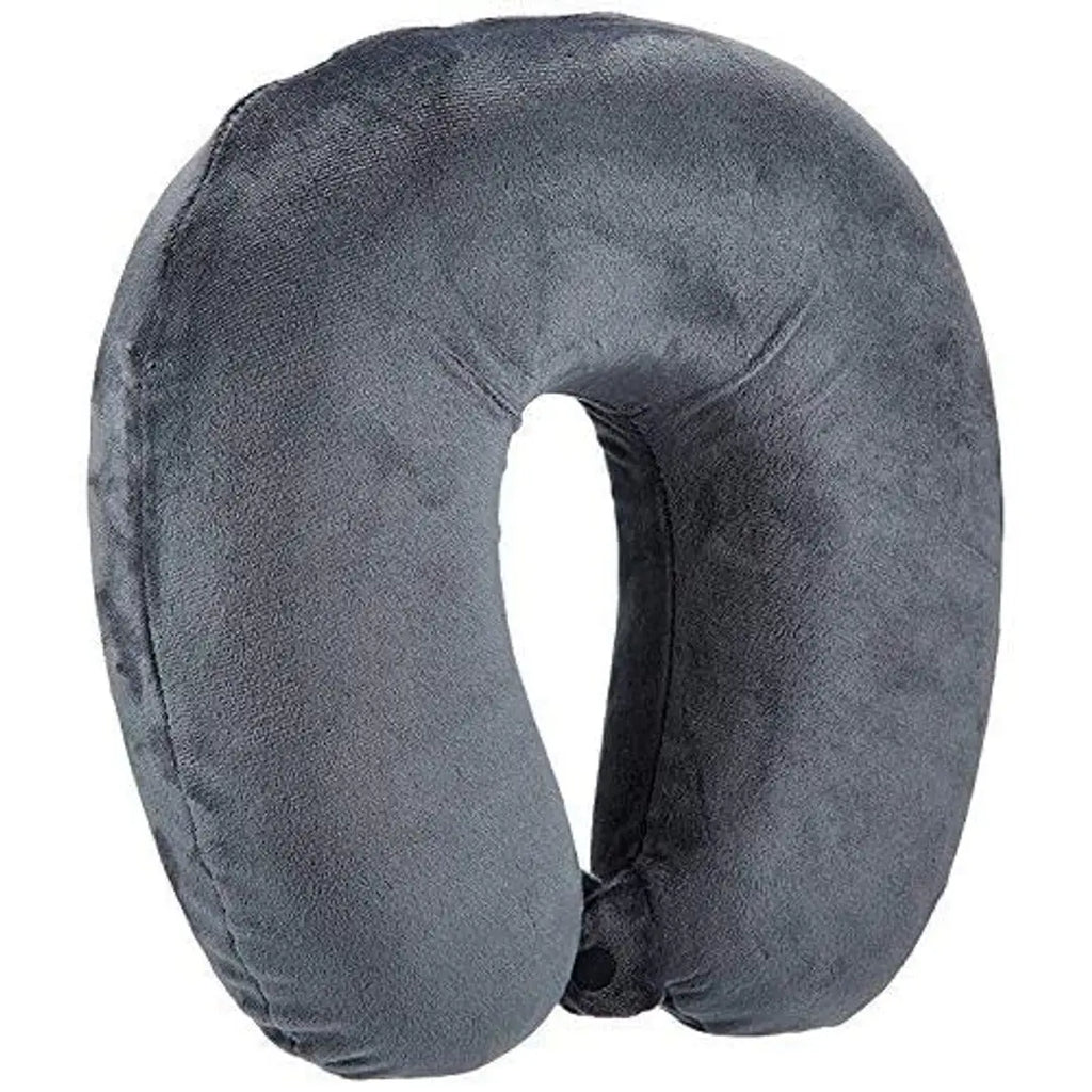 SKYLOFTS Fabric Neck Pillow (Grey_Micro Fibre Neck Pillow)