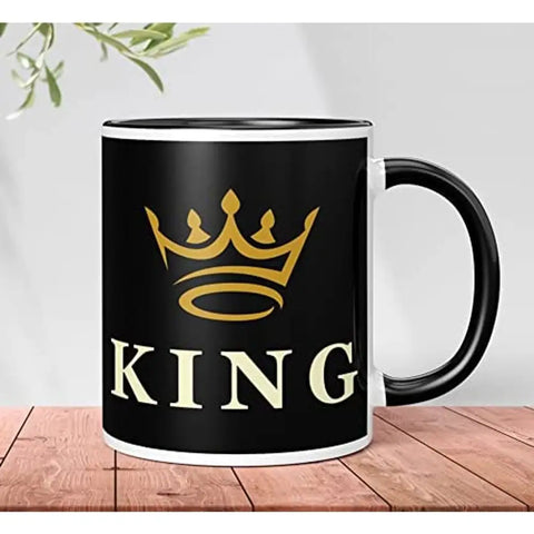 NH10 DESIGNS King Golden Crown Printed Mug For Birthday Gift Wedding Anniversary For Couples Husband Boyfriend Friend Boys Mug For Valentine Gift (Microwave Safe Ceramic Tea Coffee Mug-350ml) - CP3TM 78