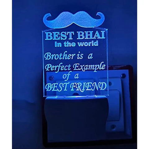 Gadgets World Best Brother Slogan Acrylic 3D Optical Illusion Night Lamp, RGB 7 Colors Auto Colour Changing LED Plug and Play Night Light, Office Day Light, for Home and Office Use, Best for Gift