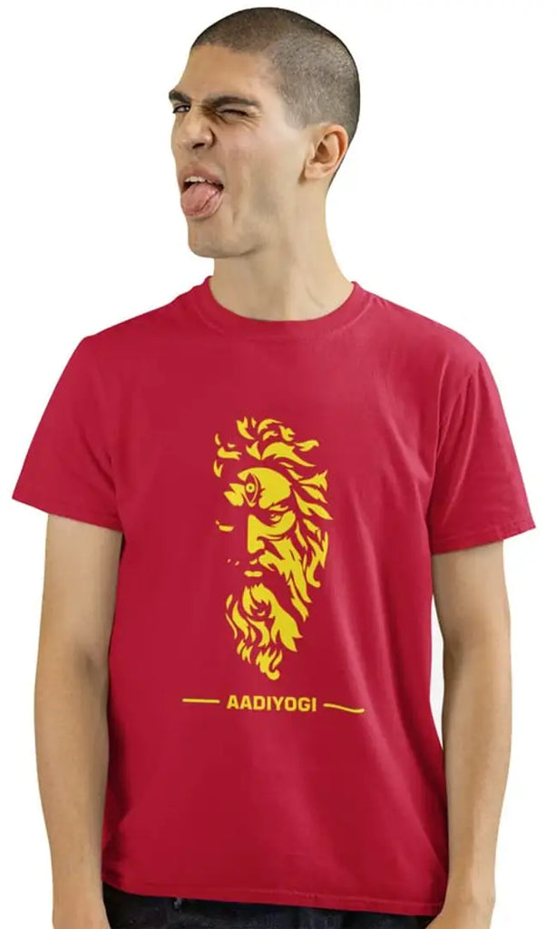 Tshirts Buddy Men's Regular Fit Half Sleeve Printed Round Neck Cotton Tshirts-Aadiyogi