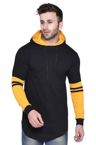 RiseMax Striped Cotton Blend M25 Full Sleeve Hoodie Regular Fit T-Shirt for Men