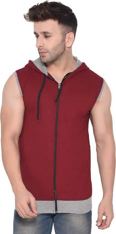 RiseMax Cotton Blend Cut Sleeve Round Neck Regular Fit T-Shirt for Men