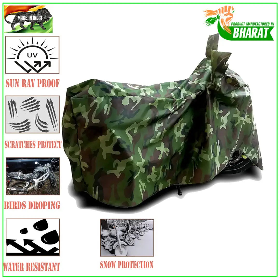 GLAMND-100% Dustproof Bike Scooty Two Wheeler Body Cover Compatible For Aprilia Tuono Factory Water Resistance  Waterproof UV Protection Indor Outdor Parking With All Varients[Militry GMJ]