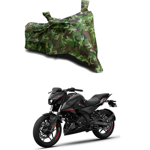 GLAMND-100% Dustproof Bike Scooty Two Wheeler Body Cover Compatible For Bajaj Pulsar F250 ABS Water Resistance  Waterproof UV Protection Indor Outdor Parking With All Varients[Militry GMJ]