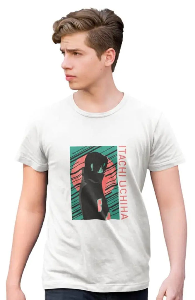 Tshirts Buddy Men's Half Sleeve Printed Round Neck Premium Cotton Tshirts - Anime Itachi Uchiha