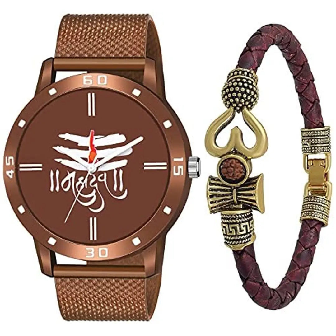 KJR_588-J_043 Pack of One Watch with Mahadev Bracelet