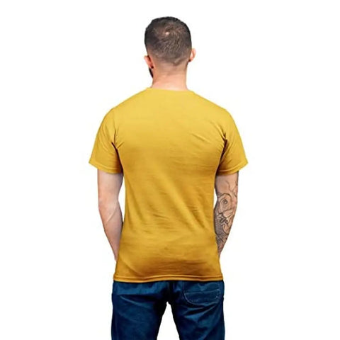 satyuga Men's Cotton T-Shirt - Round Neck, Half Sleeves, Printed, Mustard, Large Casual Wear Tees for Men (Simpson Beer Mug)