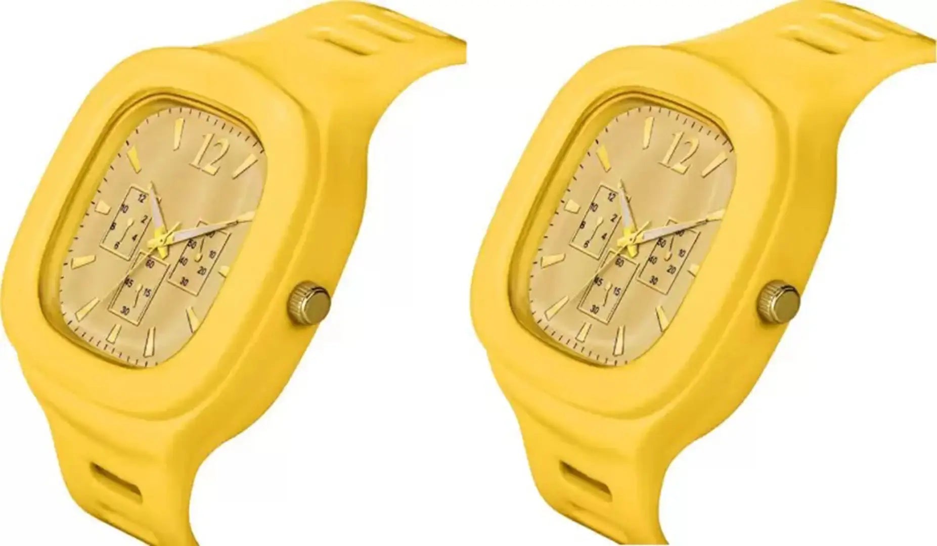 Stylish Yellow Silicone Analog Watches For Men Pack Of 2