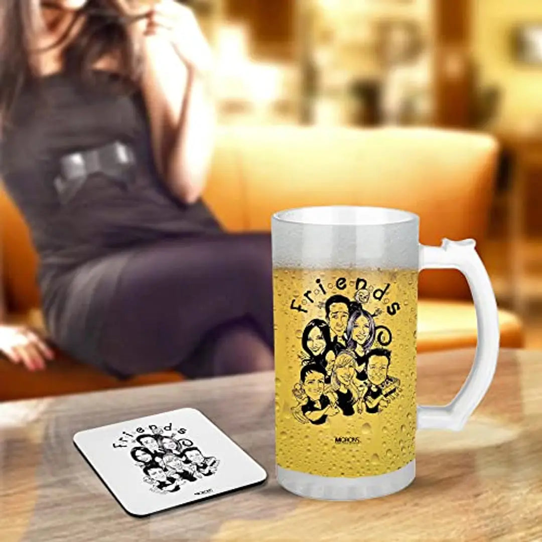 Morons Originals Printed Friends Beer Mug Comic Fan Art - Friends Sitcom - Friends Series Gifts For Your, Pack of 1 (Beer Mug)