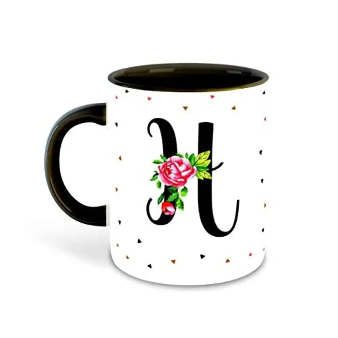 Whats Your Kick? (CSK) - Letter H Name Initial Alphabet Inspiration Printed Black Inner Ceramic Coffee Mug and Tea Mug - Birthday | Anniversary (Multi 8)