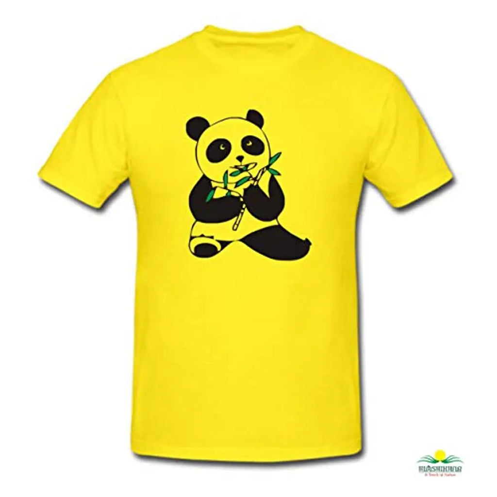 Himshikhar Fashions ||Round/Crew Neck Hungry Panda T-Shirt | 100% Polyester T-Shirt | Size X-Large (XL) Yellow
