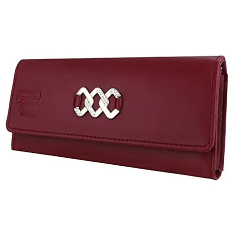 MR. RAAQ CREATION Women's and Girls Synthetic Leather Elegant Maroon Hand Purses Clutches 4 Separate Multiple Cards Slots