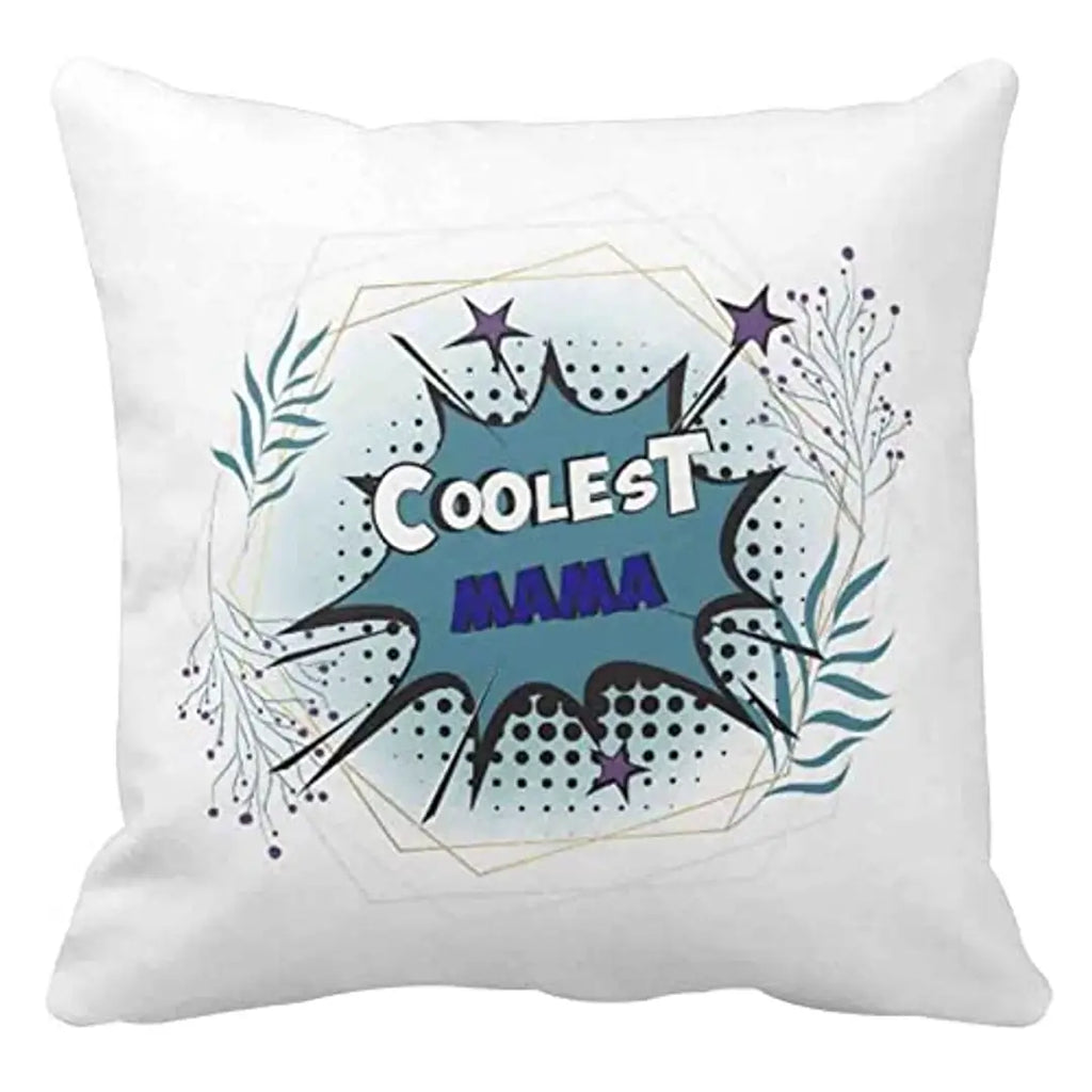 Designer Unicorn Printed Couple Cushion Cover with Filler, Coolest Mama 12X12 inches