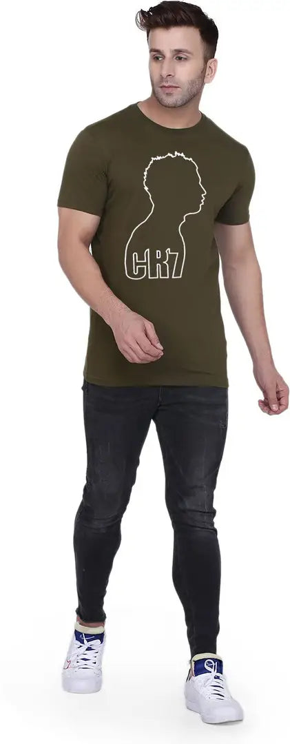 BET Branded Roundneck Printed T-Shirt (Large, Olive)