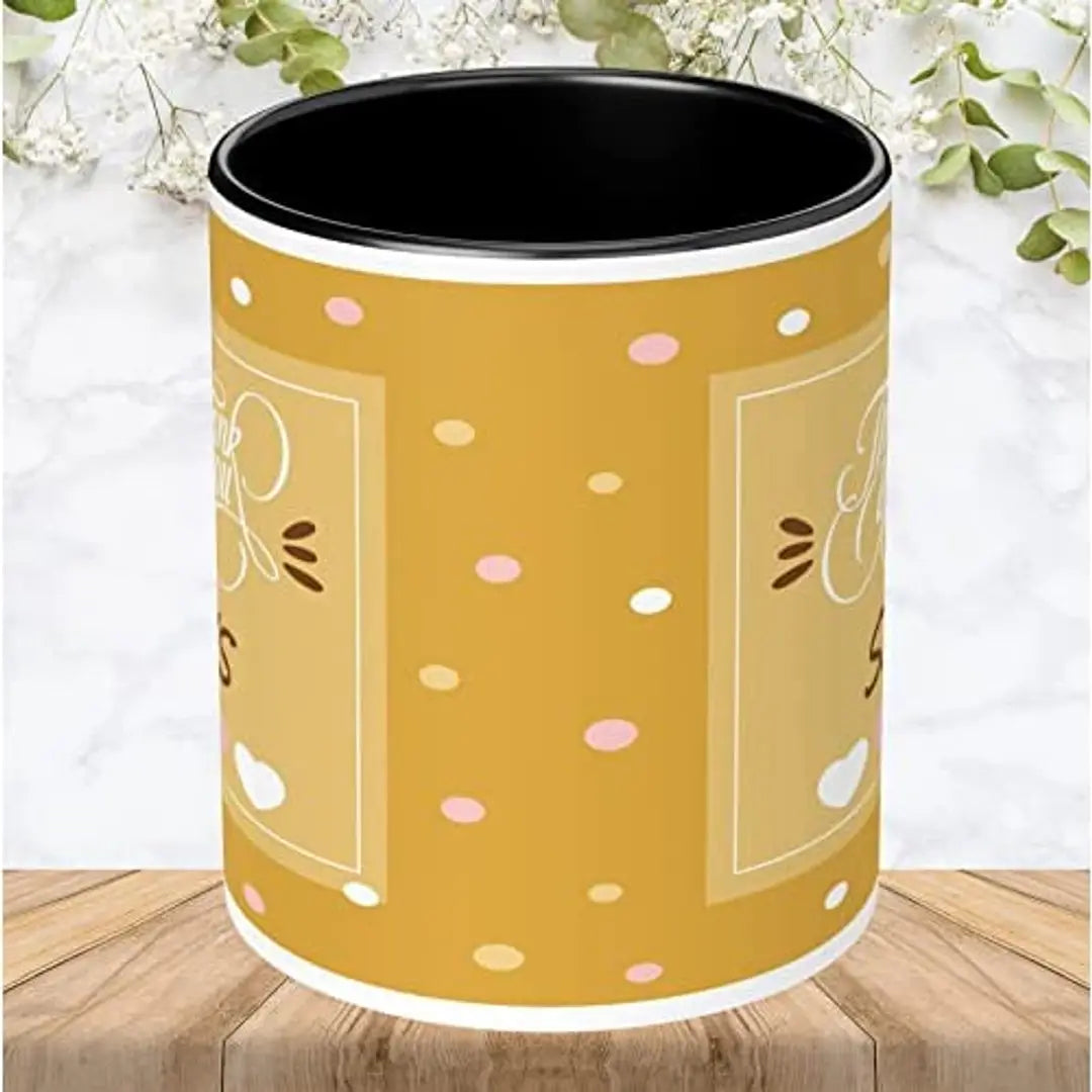 NH10 DESIGNS Thankyou Sis Printed Black Text Quote Family Name Printed Mug?for Sis Birthday Gift for Sis Mug Gift for Sis?(Microwave Safe Ceramic Tea Coffee Mug- 350 ML) (TY3TM 107)