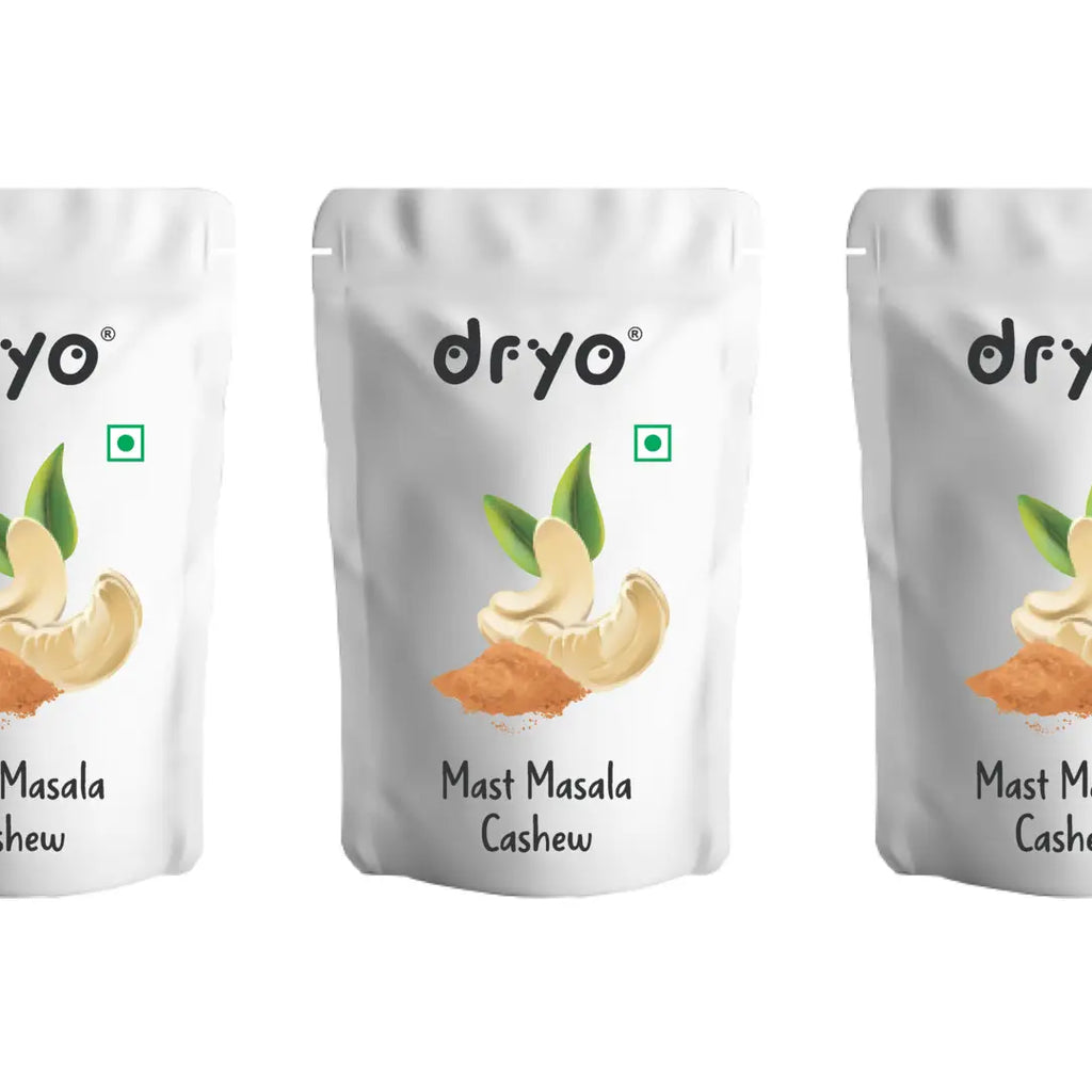 Dryo Raw Fruit Classic Roasted Masala Cashews, Spicy Flavor Snacks (Mast Masala Cashew, 270 Gram) (Pack of 3 x 90g)