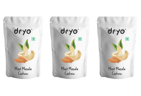 Dryo Raw Fruit Classic Roasted Masala Cashews, Spicy Flavor Snacks (Mast Masala Cashew, 270 Gram) (Pack of 3 x 90g)