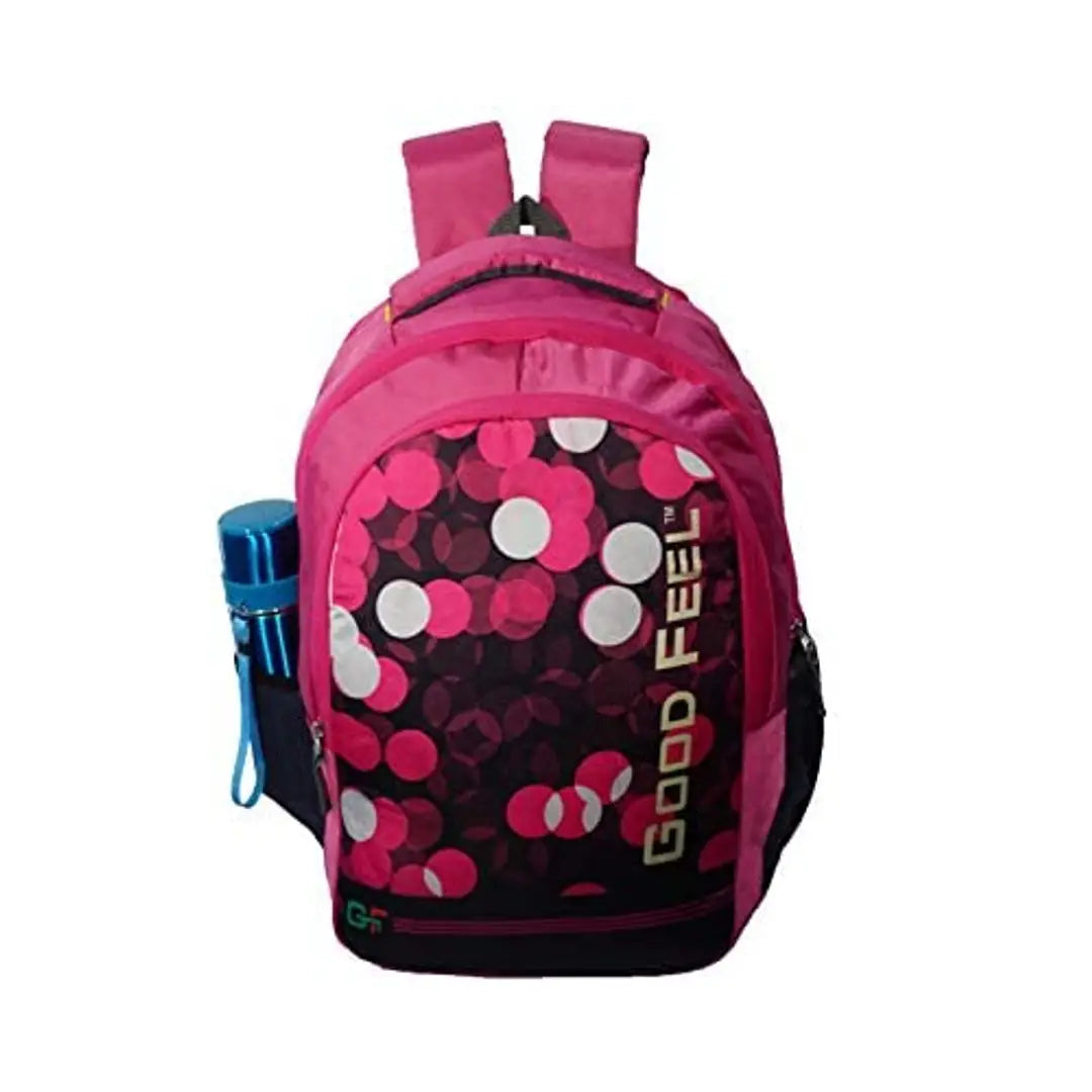 GoodFeel New Pattern Canvas Polyester School Bag, College Backpack, Waterproof Laptop Backpack for Boys and Girls [GFBAG13][One Key Chain/Key Ring Free] (Pink 6)