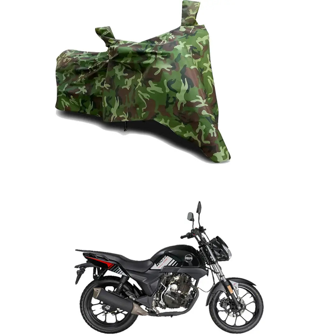 GLAMND-100% Dustproof Bike Scooty Two Wheeler Body Cover Compatible For Aftek Turbo TR-170 Water Resistance  Waterproof UV Protection Indor Outdor Parking With All Varients[Militry GMJ]