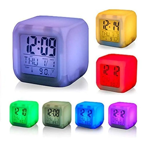 Prisma Collection Smart Digital Alarm Clock for Bedroom,Heavy Sleepers,Students with Automatic 7 Colour Changing LED Digital Alarm Cloc