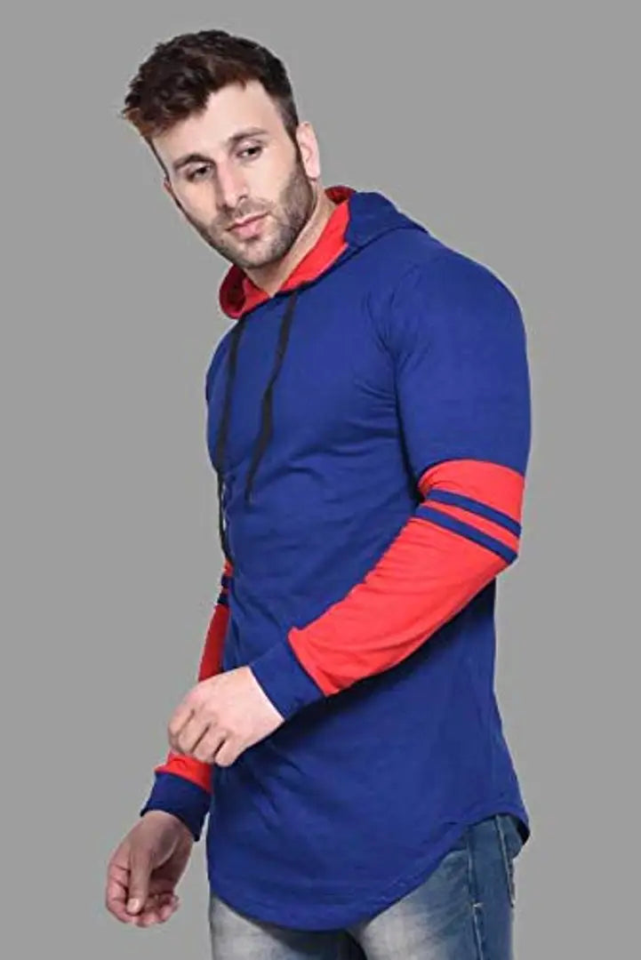 RiseMax Striped Cotton Blend M25 Full Sleeve Hoodie Regular Fit T-Shirt for Men