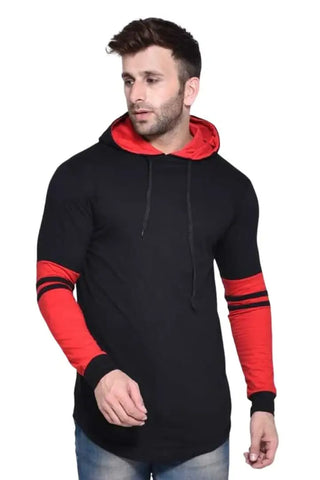 RiseMax Striped Cotton Blend M25 Full Sleeve Hoodie Regular Fit T-Shirt for Men