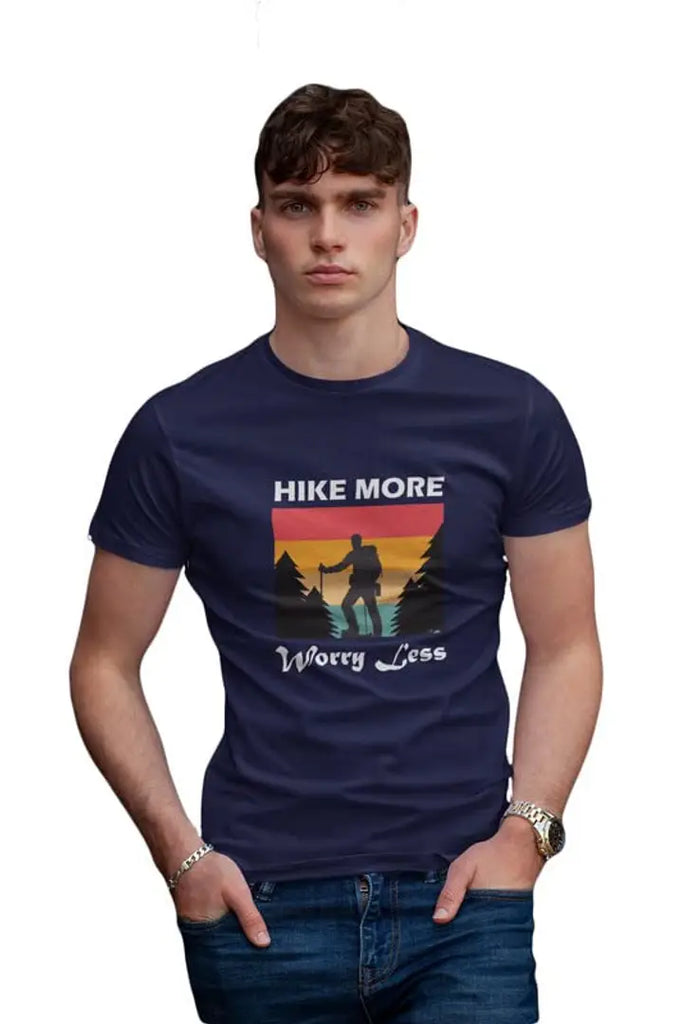 Tshirts Buddy Men's Half Sleeve Printed Round Neck Premium Cotton Tshirts - Hike More Worry Less