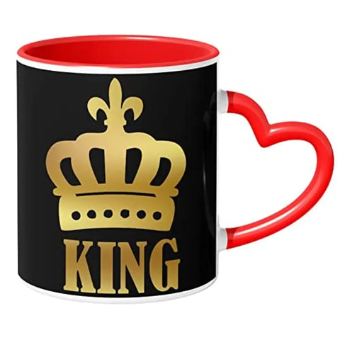 NH10 DESIGNS King Golden Big Crown Printed Heart Handle Mug For Birthday Anniversary Gift For Couples, Husband, Boyfriend, Mug Valentine Gift (Microwave Safe Ceramic Tea Coffee Mug-350ml) - CPHH3TM 19