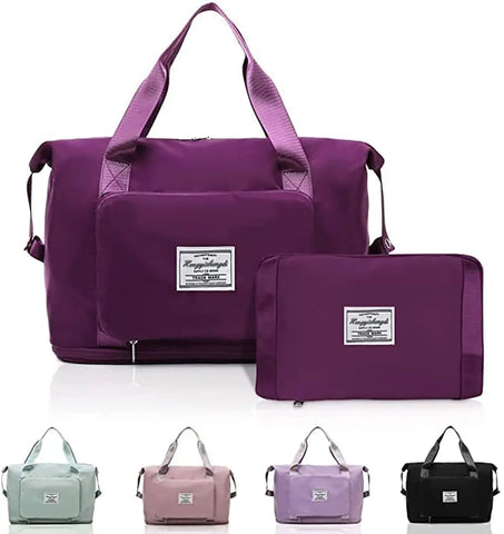 Lightniing Hammerz Nylon 285 Cms Travel Duffle Bag Expandable Folding Travel Bag for Women   Lightweight Waterproof Carry Luggage Bag for Travel (Wine)