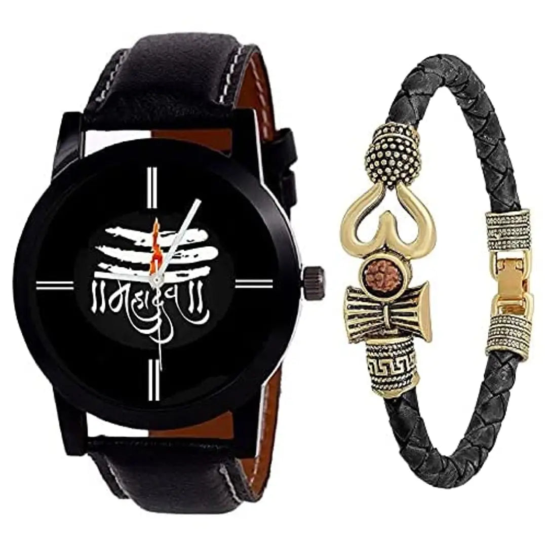 KJR_114-J_042 Pack of One Watch with Mahadev Bracelet