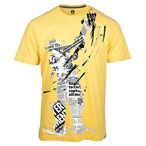 HUETRAP Lucky Strike Yellow Round Neck Batsman T-Shirt