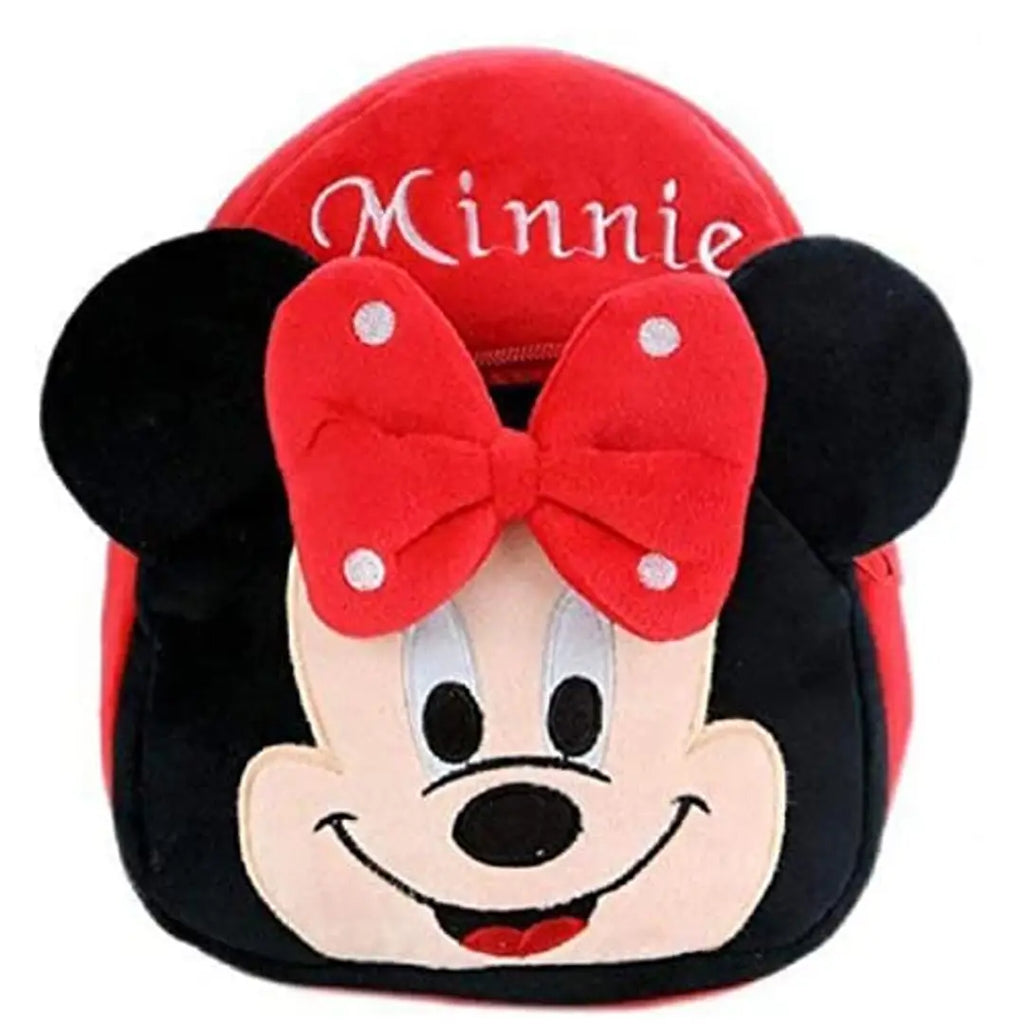 School Bags, Cartoon Character Bags, Casual Bags, Nursry Bag for Kids, Soft Plush Fabric School Bag for Baby Boys and Girls Kids School Bag (1 to 6 Age) Red Minnie