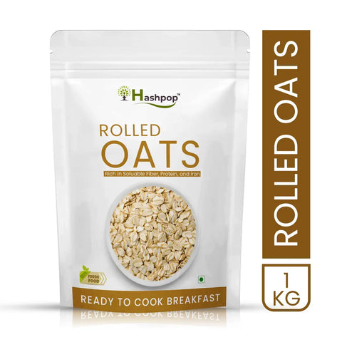 Hashpop Rolled Oats High Protein And Fibre Ready To Cook Breakfast Wholegrain Pouch 1 Kg