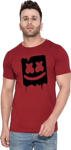 BET Branded Men's Printed Roundneck T Shirt (Medium, Maroon)
