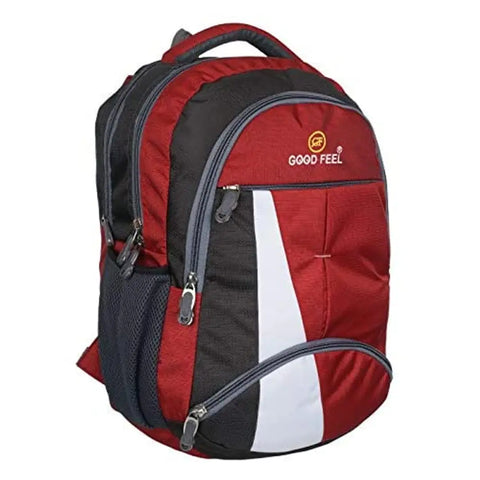 GOOD FEEL New Canvas Polyester School Bag, College Bag, Laptop Bag for Boys and Girls LED Watch Free (Red)