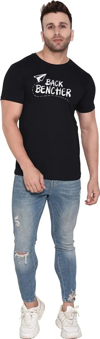 BET Branded Round Neck T Shirt (Large, Black)