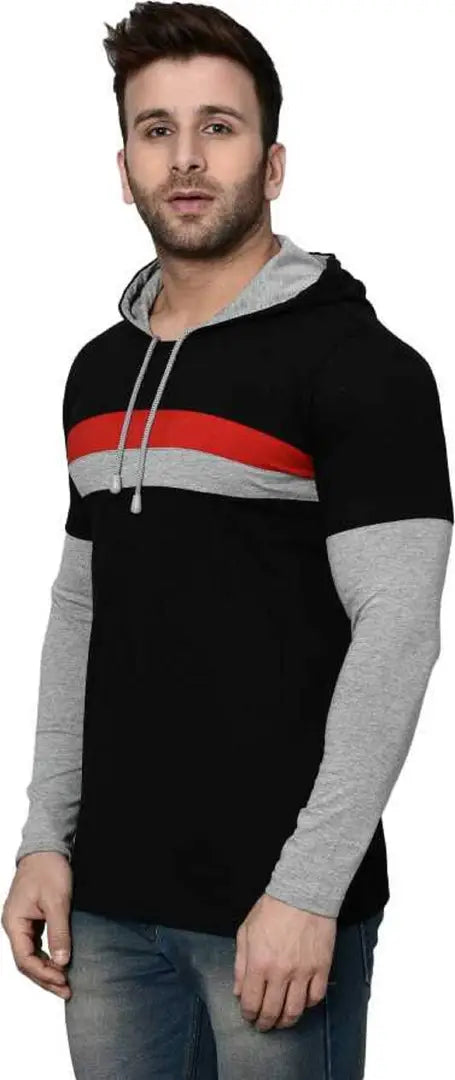 RiseMax Striped Cotton Blend M27 Full Sleeve Hoodie Regular Fit T-Shirts for Men