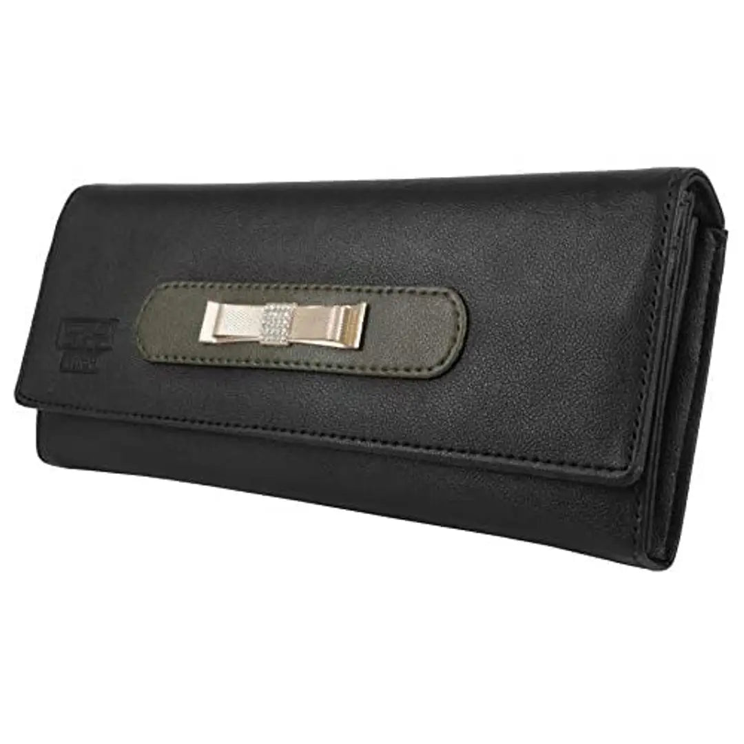RAAQ Ladies Fashionable Clutch Bags Cum Mobile Hand Wallets (Shining Black)