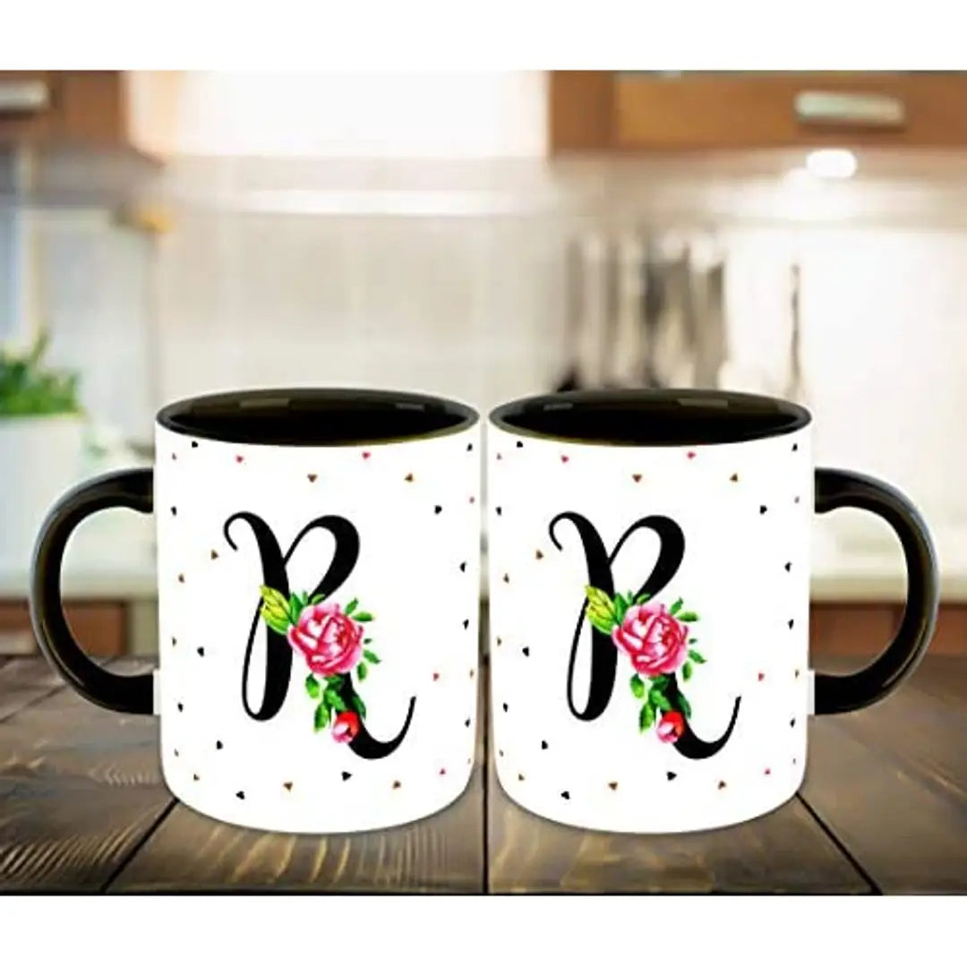 Whats Your Kick? (CSK) - Letter Q Name Initial Alphabet Inspiration Printed Black Inner Ceramic Coffee Mug and Tea Mug with Coaster- Birthday | Anniversary (Multi 17)
