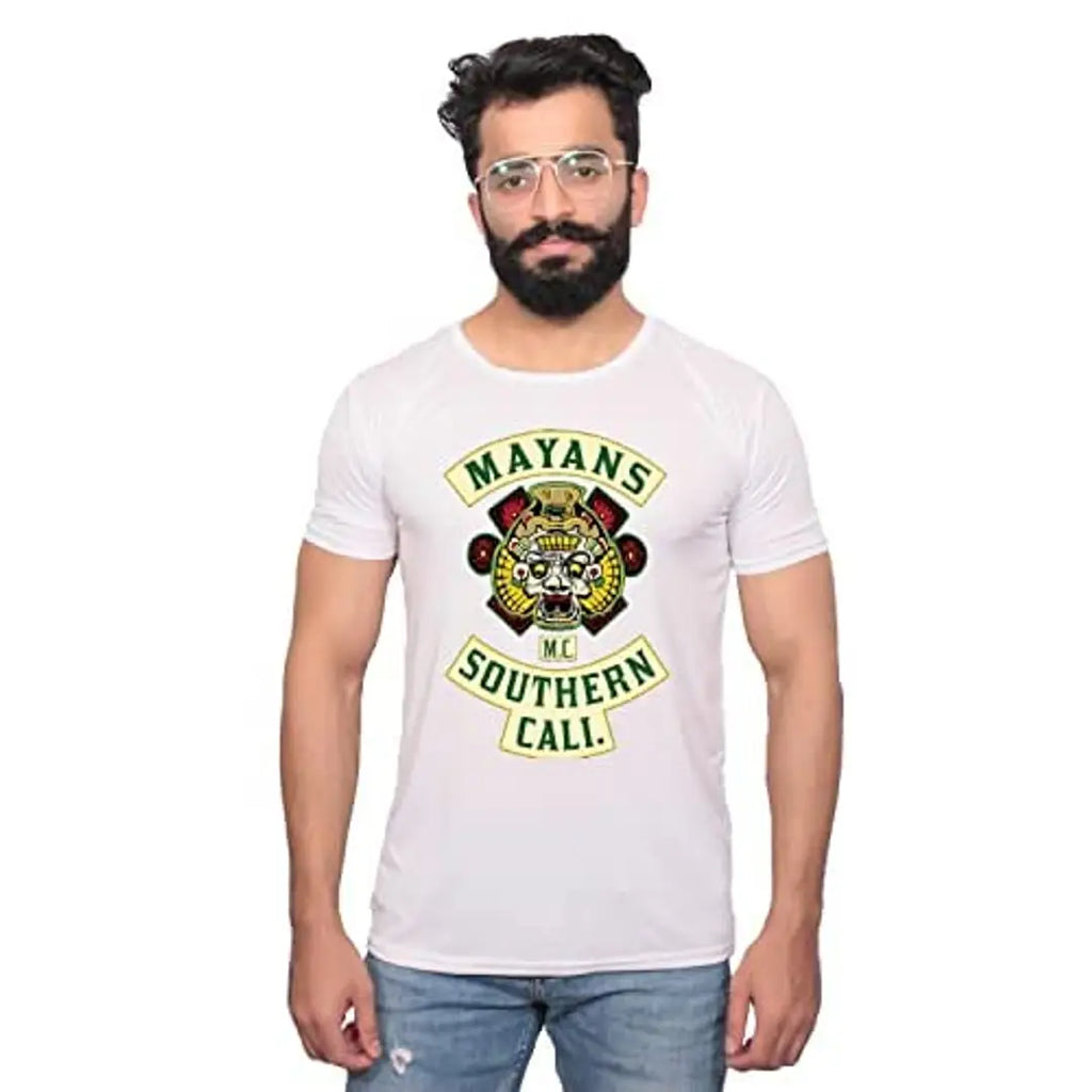 NITYANAND CREATIONS Round Neck Graphic Printed White T-Shirt [Model-9900340]